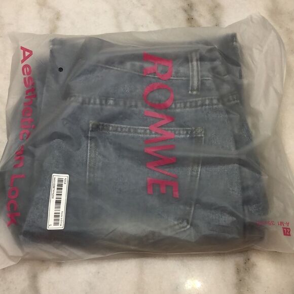 NWT Romwe new grunge wideleg jeans size 8-10 L - Picture 10 of 10